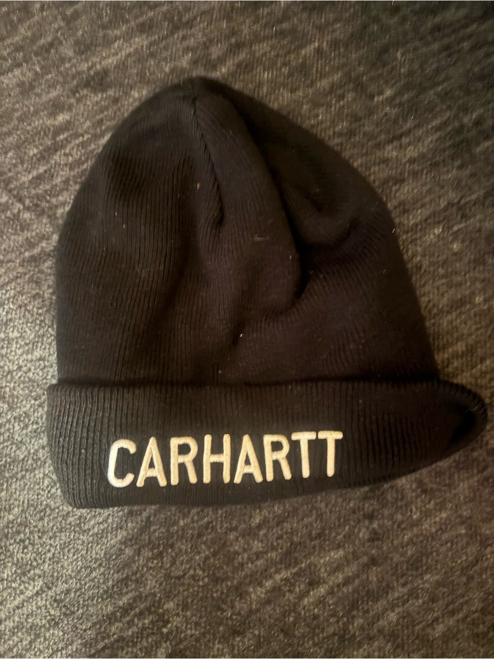 Carhartt Black Cuffed Beanie with White Logo